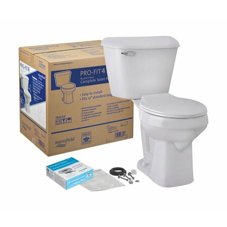 MANSFIELD Pro-Fit 4 Series Two-Piece Complete Toilet Kit, SmartHeight Round Front Bowl, 1.6 gpf Flush, White 117CTK